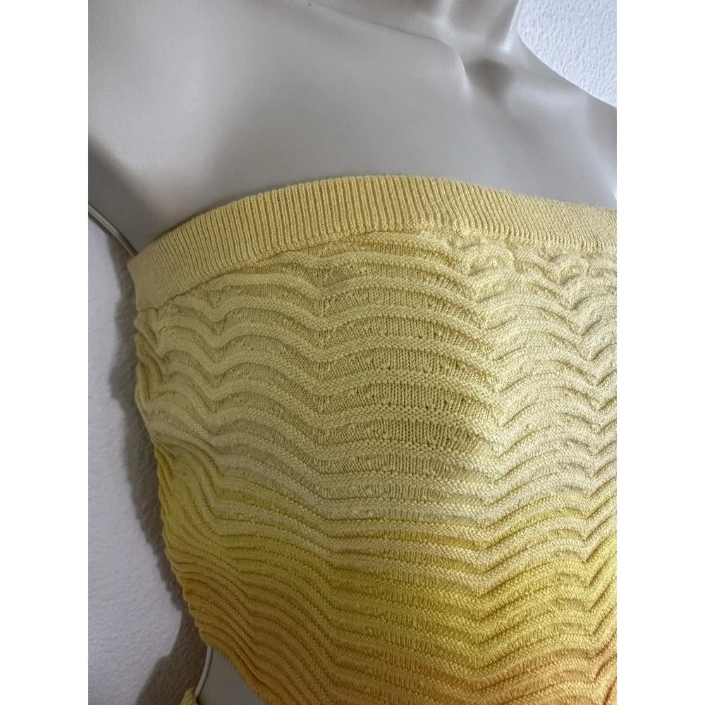 Camila Coelho 2 Piece Set‎ Yellow Ombre Knit Tube Top & Skirt XL Resort Festival